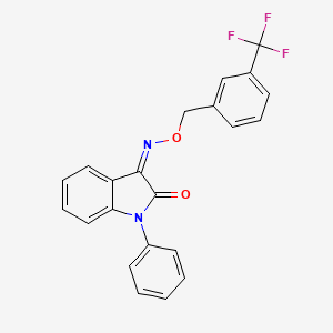 molecular formula C22H15F3N2O2 B2643630 (3Z)-1-phenyl-3-({[3-(trifluoromethyl)phenyl]methoxy}imino)-2,3-dihydro-1H-indol-2-one CAS No. 341964-36-1
