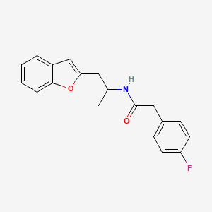 molecular formula C19H18FNO2 B2643651 N-[1-(1-benzofuran-2-yl)propan-2-yl]-2-(4-fluorophenyl)acetamide CAS No. 2034304-55-5