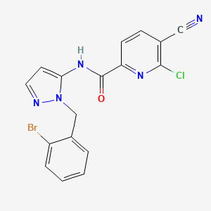 molecular formula C17H11BrClN5O B2643662 N-{1-[(2-bromophenyl)methyl]-1H-pyrazol-5-yl}-6-chloro-5-cyanopyridine-2-carboxamide CAS No. 2094461-33-1