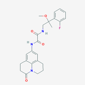 molecular formula C24H26FN3O4 B2643684 N'-[2-(2-fluorophenyl)-2-methoxypropyl]-N-{2-oxo-1-azatricyclo[7.3.1.0^{5,13}]trideca-5,7,9(13)-trien-7-yl}ethanediamide CAS No. 1797559-79-5