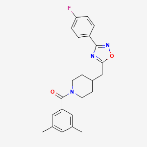 molecular formula C23H24FN3O2 B2643760 1-(3,5-Dimethylbenzoyl)-4-{[3-(4-fluorophenyl)-1,2,4-oxadiazol-5-yl]methyl}piperidine CAS No. 1775302-67-4