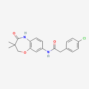 molecular formula C19H19ClN2O3 B2643770 2-(4-chlorophenyl)-N-(3,3-dimethyl-4-oxo-2,3,4,5-tetrahydrobenzo[b][1,4]oxazepin-8-yl)acetamide CAS No. 921583-45-1