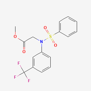 molecular formula C16H14F3NO4S B2643834 Methyl N-(phenylsulfonyl)-N-[3-(trifluoromethyl)phenyl]glycinate CAS No. 333449-49-3