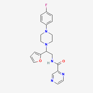molecular formula C21H22FN5O2 B2643842 N-(2-(4-(4-fluorophenyl)piperazin-1-yl)-2-(furan-2-yl)ethyl)pyrazine-2-carboxamide CAS No. 1208850-21-8
