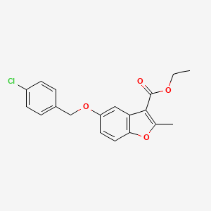 molecular formula C19H17ClO4 B2643844 Ethyl 5-[(4-chlorophenyl)methoxy]-2-methyl-1-benzofuran-3-carboxylate CAS No. 300674-39-9