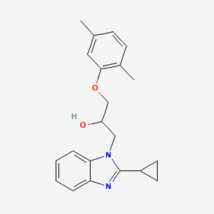 molecular formula C21H24N2O2 B2643898 1-(2-cyclopropyl-1H-benzimidazol-1-yl)-3-(2,5-dimethylphenoxy)propan-2-ol CAS No. 1018146-60-5