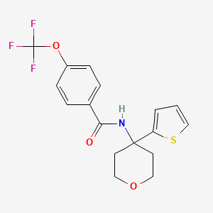 molecular formula C17H16F3NO3S B2643907 N-[4-(thiophen-2-yl)oxan-4-yl]-4-(trifluoromethoxy)benzamide CAS No. 2034538-22-0