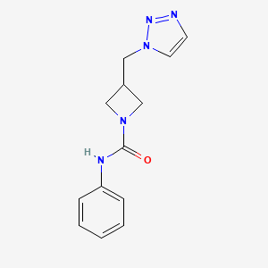 molecular formula C13H15N5O B2643911 N-phenyl-3-[(1H-1,2,3-triazol-1-yl)methyl]azetidine-1-carboxamide CAS No. 2309189-48-6