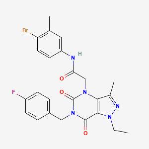 molecular formula C24H23BrFN5O3 B2643912 N-(4-bromo-3-methylphenyl)-2-(1-ethyl-6-(4-fluorobenzyl)-3-methyl-5,7-dioxo-6,7-dihydro-1H-pyrazolo[4,3-d]pyrimidin-4(5H)-yl)acetamide CAS No. 1358045-23-4