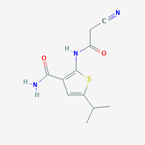molecular formula C11H13N3O2S B2643945 2-[(Cyanoacetyl)amino]-5-isopropylthiophene-3-carboxamide CAS No. 667414-31-5