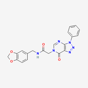 molecular formula C20H16N6O4 B2643948 N-(benzo[d][1,3]dioxol-5-ylmethyl)-2-(7-oxo-3-phenyl-3H-[1,2,3]triazolo[4,5-d]pyrimidin-6(7H)-yl)acetamide CAS No. 863018-66-0
