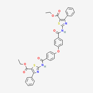 molecular formula C38H30N4O7S2 B2643957 ethyl 2-[4-(4-{[5-(ethoxycarbonyl)-4-phenyl-1,3-thiazol-2-yl]carbamoyl}phenoxy)benzamido]-4-phenyl-1,3-thiazole-5-carboxylate CAS No. 392251-66-0