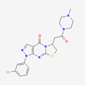 molecular formula C20H21ClN6O2S B2643984 1-(3-chlorophenyl)-6-(2-(4-methylpiperazin-1-yl)-2-oxoethyl)-6,7-dihydropyrazolo[3,4-d]thiazolo[3,2-a]pyrimidin-4(1H)-one CAS No. 952853-22-4