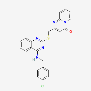 molecular formula C24H18ClN5OS B2644016 2-{[(4-{[(4-chlorophenyl)methyl]amino}quinazolin-2-yl)sulfanyl]methyl}-4H-pyrido[1,2-a]pyrimidin-4-one CAS No. 422532-03-4