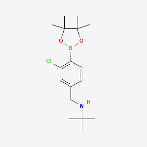 molecular formula C17H27BClNO2 B2644025 N-(3-Chloro-4-(4,4,5,5-tetramethyl-1,3,2-dioxaborolan-2-yl)benzyl)-2-methylpropan-2-amine CAS No. 2096337-36-7