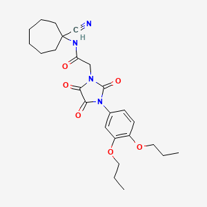 N-(1-cyanocycloheptyl)-2-[3-(3,4-dipropoxyphenyl)-2,4,5-trioxoimidazolidin-1-yl]acetamide