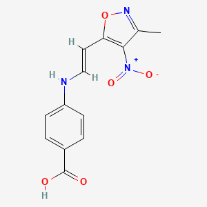molecular formula C13H11N3O5 B2644049 4-{[(E)-2-(3-methyl-4-nitro-1,2-oxazol-5-yl)ethenyl]amino}benzoic acid CAS No. 240799-48-8