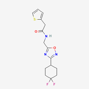 molecular formula C15H17F2N3O2S B2644054 N-((3-(4,4-difluorocyclohexyl)-1,2,4-oxadiazol-5-yl)methyl)-2-(thiophen-2-yl)acetamide CAS No. 2034231-22-4