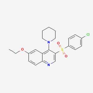 molecular formula C22H23ClN2O3S B2644099 3-(4-Chlorobenzenesulfonyl)-6-ethoxy-4-(piperidin-1-yl)quinoline CAS No. 895639-89-1