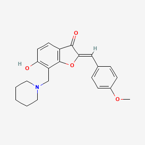 B2644123 (Z)-6-hydroxy-2-(4-methoxybenzylidene)-7-(piperidin-1-ylmethyl)benzofuran-3(2H)-one CAS No. 869077-41-8