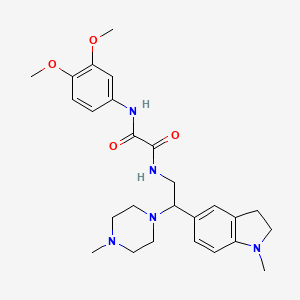 molecular formula C26H35N5O4 B2644128 N'-(3,4-dimethoxyphenyl)-N-[2-(1-methyl-2,3-dihydro-1H-indol-5-yl)-2-(4-methylpiperazin-1-yl)ethyl]ethanediamide CAS No. 922068-54-0