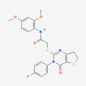 molecular formula C22H20FN3O4S2 B2644129 N-(2,4-dimethoxyphenyl)-2-{[3-(4-fluorophenyl)-4-oxo-3H,4H,6H,7H-thieno[3,2-d]pyrimidin-2-yl]sulfanyl}acetamide CAS No. 362501-60-8