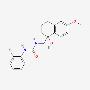 molecular formula C19H21FN2O3 B2644142 1-(2-Fluorophenyl)-3-((1-hydroxy-6-methoxy-1,2,3,4-tetrahydronaphthalen-1-yl)methyl)urea CAS No. 2034406-40-9