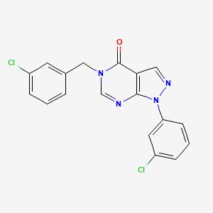 molecular formula C18H12Cl2N4O B2644158 1-(3-chlorophenyl)-5-[(3-chlorophenyl)methyl]-1H,4H,5H-pyrazolo[3,4-d]pyrimidin-4-one CAS No. 895020-53-8
