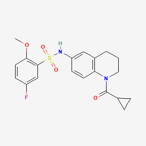 molecular formula C20H21FN2O4S B2644186 N-(1-cyclopropanecarbonyl-1,2,3,4-tetrahydroquinolin-6-yl)-5-fluoro-2-methoxybenzene-1-sulfonamide CAS No. 946318-90-7
