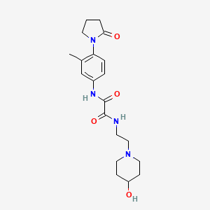 molecular formula C20H28N4O4 B2644212 N1-(2-(4-hydroxypiperidin-1-yl)ethyl)-N2-(3-methyl-4-(2-oxopyrrolidin-1-yl)phenyl)oxalamide CAS No. 1798016-19-9