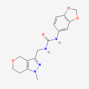 1-(Benzo[d][1,3]dioxol-5-yl)-3-((1-methyl-1,4,6,7-tetrahydropyrano[4,3-c]pyrazol-3-yl)methyl)urea