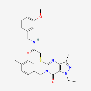 2-({1-ethyl-3-methyl-6-[(4-methylphenyl)methyl]-7-oxo-1H,6H,7H-pyrazolo[4,3-d]pyrimidin-5-yl}sulfanyl)-N-[(3-methoxyphenyl)methyl]acetamide