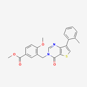 molecular formula C23H20N2O4S B2644246 methyl 4-methoxy-3-{[7-(2-methylphenyl)-4-oxothieno[3,2-d]pyrimidin-3(4H)-yl]methyl}benzoate CAS No. 1207032-38-9
