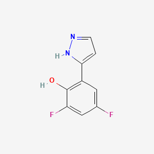 molecular formula C9H6F2N2O B2644251 2,4-difluoro-6-(1H-pyrazol-5-yl)phenol CAS No. 663179-74-6