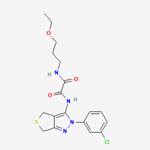 molecular formula C18H21ClN4O3S B2644277 N'-[2-(3-chlorophenyl)-2H,4H,6H-thieno[3,4-c]pyrazol-3-yl]-N-(3-ethoxypropyl)ethanediamide CAS No. 900010-65-3