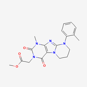 molecular formula C19H21N5O4 B2644278 methyl 2-[1-methyl-9-(2-methylphenyl)-2,4-dioxo-1H,2H,3H,4H,6H,7H,8H,9H-pyrimido[1,2-g]purin-3-yl]acetate CAS No. 876900-63-9