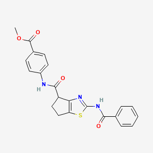 molecular formula C22H19N3O4S B2644287 methyl 4-{2-benzamido-4H,5H,6H-cyclopenta[d][1,3]thiazole-4-amido}benzoate CAS No. 941926-25-6