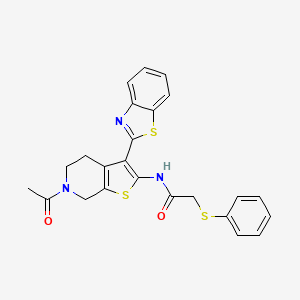 molecular formula C24H21N3O2S3 B2644311 N-(6-acetyl-3-(benzo[d]thiazol-2-yl)-4,5,6,7-tetrahydrothieno[2,3-c]pyridin-2-yl)-2-(phenylthio)acetamide CAS No. 895485-87-7