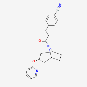 4-(3-oxo-3-((1R,3s,5S)-3-(pyridin-2-yloxy)-8-azabicyclo[3.2.1]octan-8-yl)propyl)benzonitrile