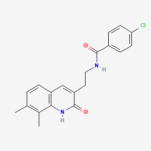 4-Chloro-N-(2-(7,8-dimethyl-2-oxo-1,2-dihydroquinolin-3-yl)ethyl)benzamide