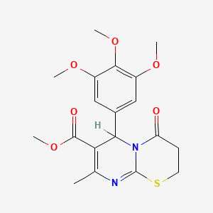 molecular formula C19H22N2O6S B2644336 methyl 8-methyl-4-oxo-6-(3,4,5-trimethoxyphenyl)-2H,3H,4H,6H-pyrimido[2,1-b][1,3]thiazine-7-carboxylate CAS No. 300770-18-7