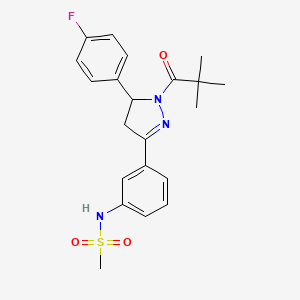 molecular formula C21H24FN3O3S B2644345 N-(3-(5-(4-fluorophenyl)-1-pivaloyl-4,5-dihydro-1H-pyrazol-3-yl)phenyl)methanesulfonamide CAS No. 851718-64-4