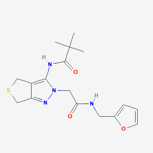 molecular formula C17H22N4O3S B2644368 N-(2-(2-((furan-2-ylmethyl)amino)-2-oxoethyl)-4,6-dihydro-2H-thieno[3,4-c]pyrazol-3-yl)pivalamide CAS No. 1105216-96-3