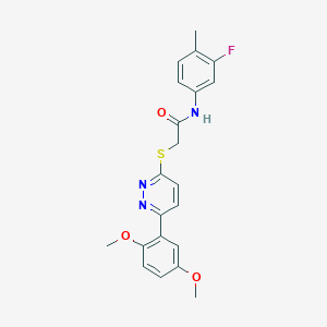 molecular formula C21H20FN3O3S B2644398 2-((6-(2,5-dimethoxyphenyl)pyridazin-3-yl)thio)-N-(3-fluoro-4-methylphenyl)acetamide CAS No. 899740-53-5