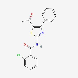 molecular formula C18H13ClN2O2S B2644430 N-(5-acetyl-4-phenyl-1,3-thiazol-2-yl)-2-chlorobenzamide CAS No. 391221-29-7