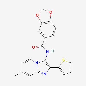 molecular formula C20H15N3O3S B2644445 N-[7-METHYL-2-(THIOPHEN-2-YL)IMIDAZO[1,2-A]PYRIDIN-3-YL]-2H-1,3-BENZODIOXOLE-5-CARBOXAMIDE CAS No. 850931-90-7
