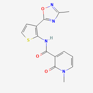 molecular formula C14H12N4O3S B2644461 1-methyl-N-(3-(3-methyl-1,2,4-oxadiazol-5-yl)thiophen-2-yl)-2-oxo-1,2-dihydropyridine-3-carboxamide CAS No. 2034288-56-5