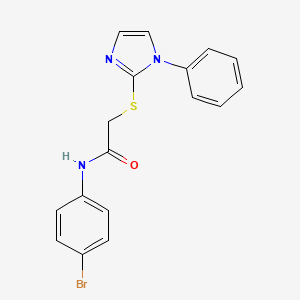 molecular formula C17H14BrN3OS B2644470 N-(4-bromophenyl)-2-((1-phenyl-1H-imidazol-2-yl)thio)acetamide CAS No. 688335-26-4