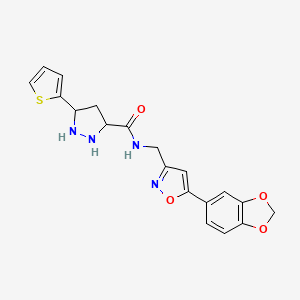 N-[[5-(1,3-benzodioxol-5-yl)-1,2-oxazol-3-yl]methyl]-5-thiophen-2-ylpyrazolidine-3-carboxamide