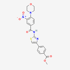 molecular formula C22H20N4O6S B2644491 Methyl 4-(2-(4-morpholino-3-nitrobenzamido)thiazol-4-yl)benzoate CAS No. 477539-10-9